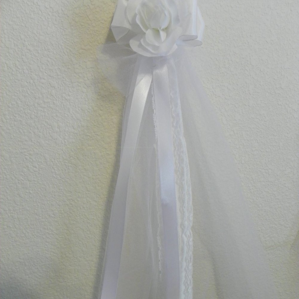 5 White Flower Lace Pink Wedding Pew Party Decor - Picture 8 of 11